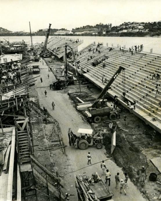 Construção do Sambódromo do Rio de Janeiro em 1983